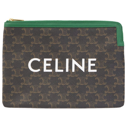 Celine Triomphe Logo Print Clutch Bag