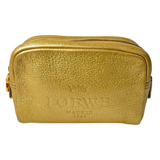 Loewe Pouch Heritage Gold Leather Cosmetic Case