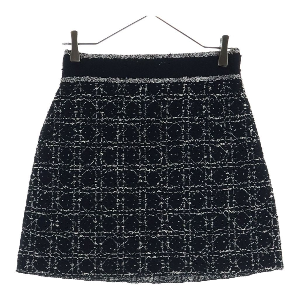 Dior Macro Cannage Technical Flare Tweed Mini Skirt Black