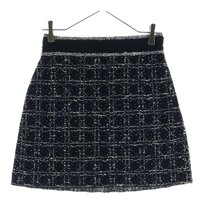 Dior Macro Cannage Technical Flare Tweed Mini Skirt Black