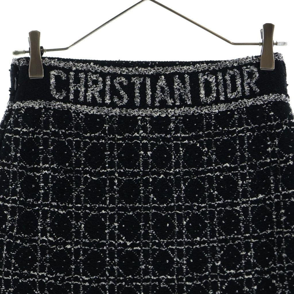Dior Macro Cannage Technical Flare Tweed Mini Skirt Black — view 4