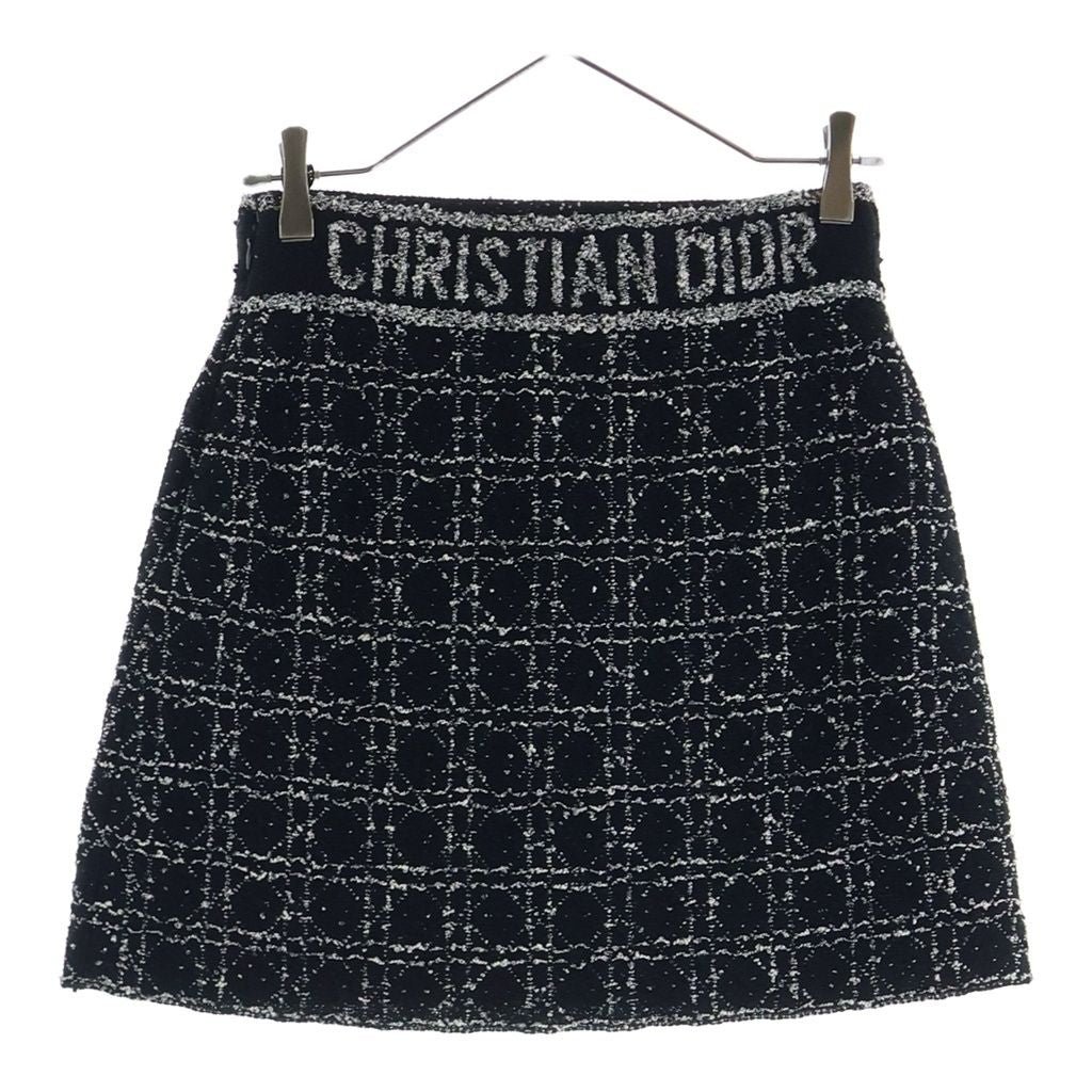 Dior Macro Cannage Technical Flare Tweed Mini Skirt Black — view 2