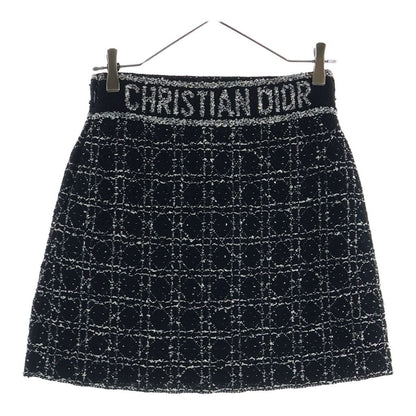 Dior Macro Cannage Technical Flare Tweed Mini Skirt Black — view 2