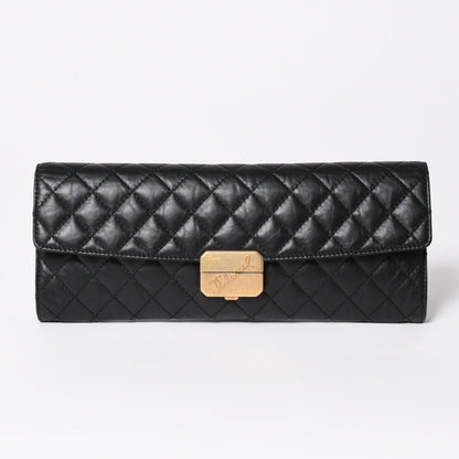 Chanel Metiers D'art Collection Clutch CC Logo Aged Calfskin Black