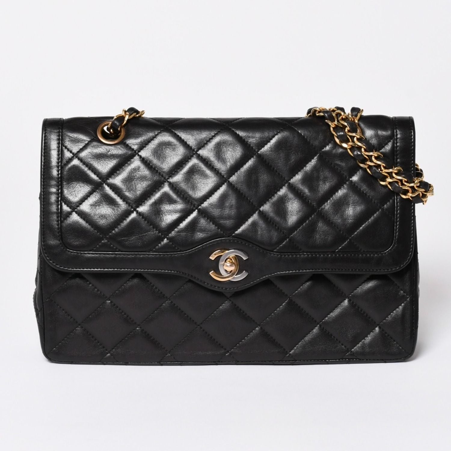 Chanel Quilted Double Flap Chain Shoulder Bag Limited Edition CC Logo Lambskin