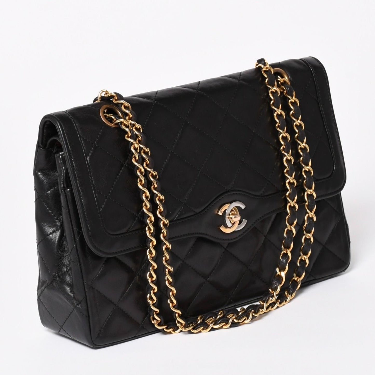Chanel Quilted Double Flap Chain Shoulder Bag Limited Edition CC Logo Lambskin — view 3