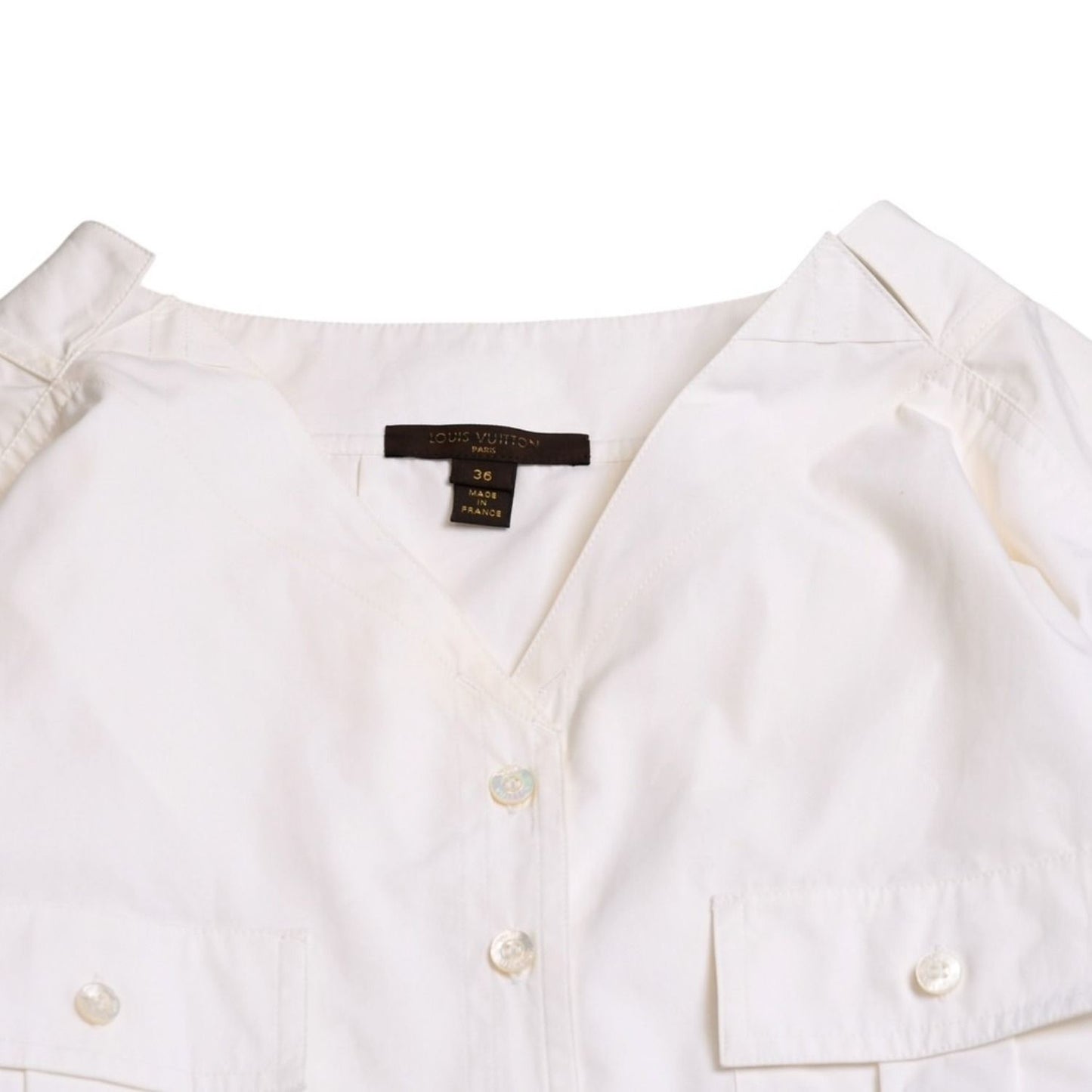 Louis Vuitton Mid Length Dress White Gold Cotton — view 3