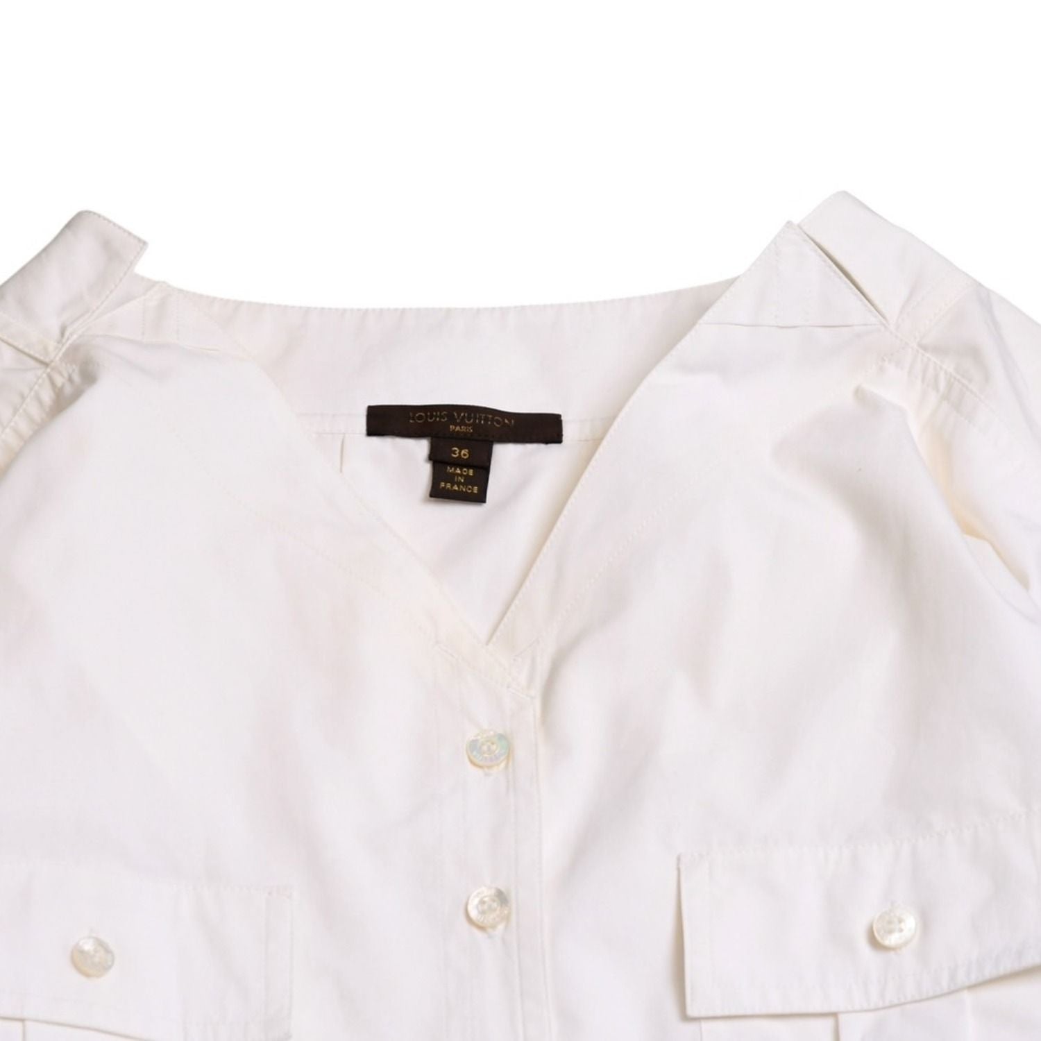 Louis Vuitton Mid Length Dress White Gold Cotton — view 3