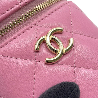 Chanel Vanity CC Logo Quilted Lambskin Makeup Pouch Cosmetic — view 6