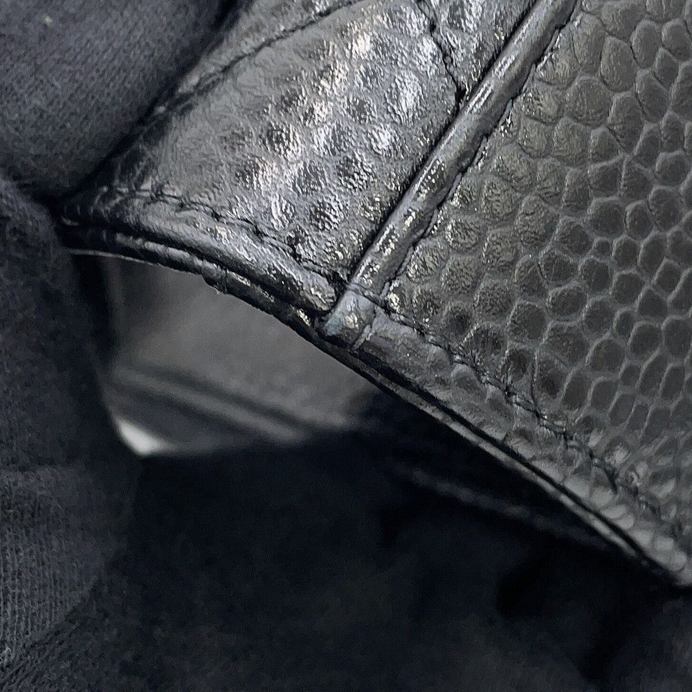 Chanel Chain Shoulder Bag Quilted CC Logo Caviar Leather Black — view 6