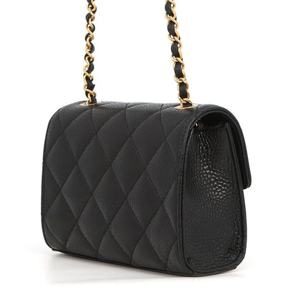 Chanel Chain Shoulder Bag Quilted CC Logo Caviar Leather Black — view 2