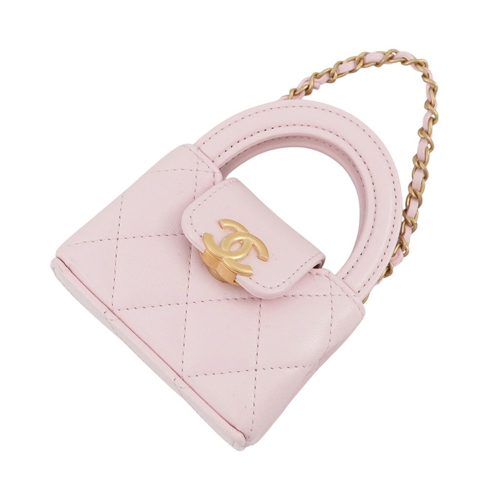 Chanel Charm CC Logo Quilted Mini Bag Lambskin Case