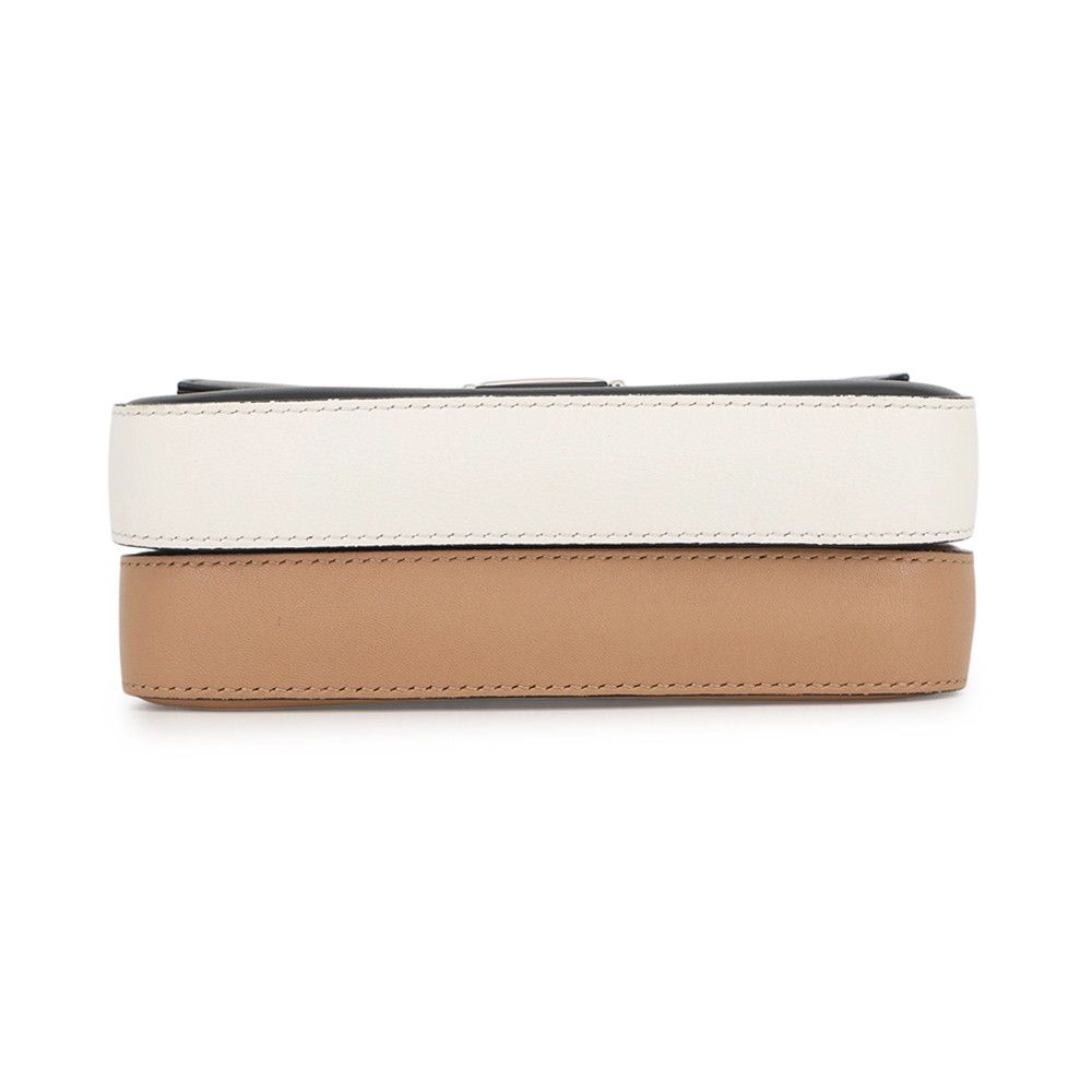 Fendi Shoulder Bag Double Micro Flower Baguette Leather Black White — view 3