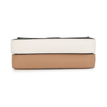 Fendi Shoulder Bag Double Micro Flower Baguette Leather Black White — view 3