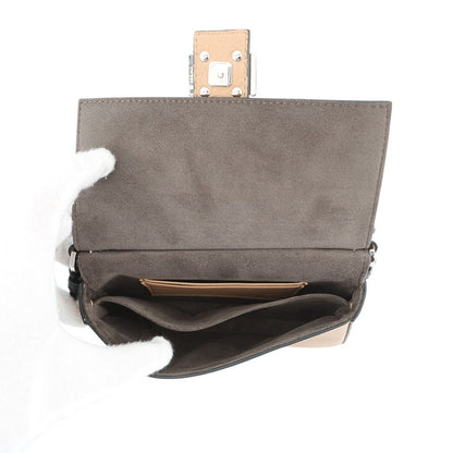 Fendi Shoulder Bag Double Micro Flower Baguette Leather Black White — view 7