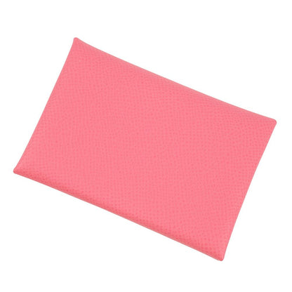 Hermes Coin Case Calvi Duo Rose Azalea Silver Epsom