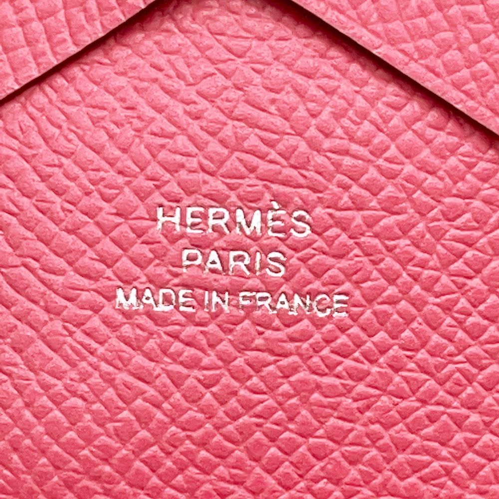 Hermes Coin Case Calvi Duo Rose Azalea Silver Epsom — view 8