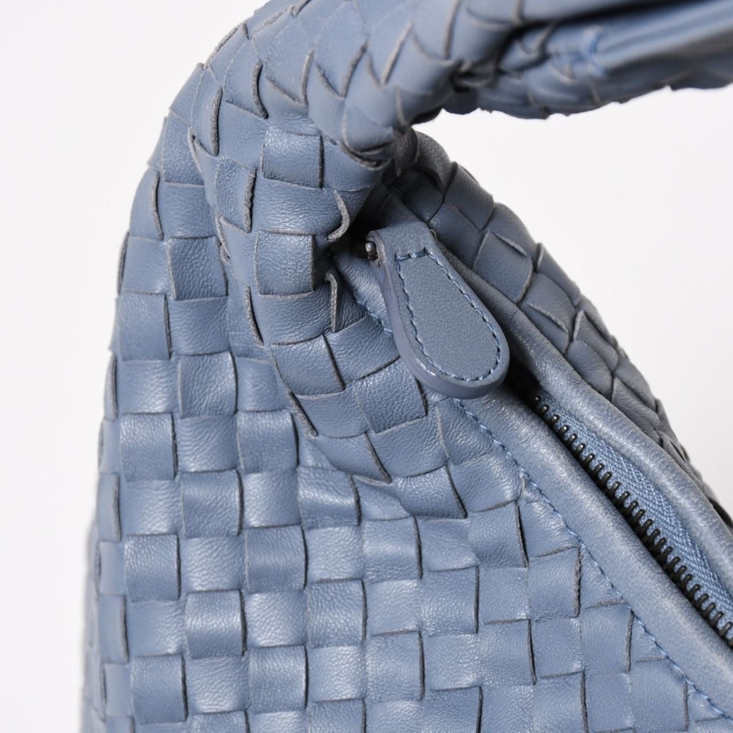 Bottega Veneta Intrecciato Hobo Handbag Blue Gray Black Metal Lambskin — view 7