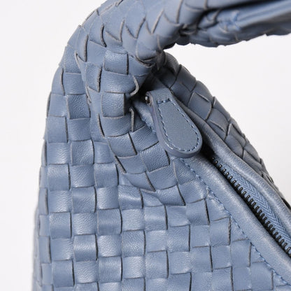 Bottega Veneta Intrecciato Hobo Handbag Blue Gray Black Metal Lambskin — view 7