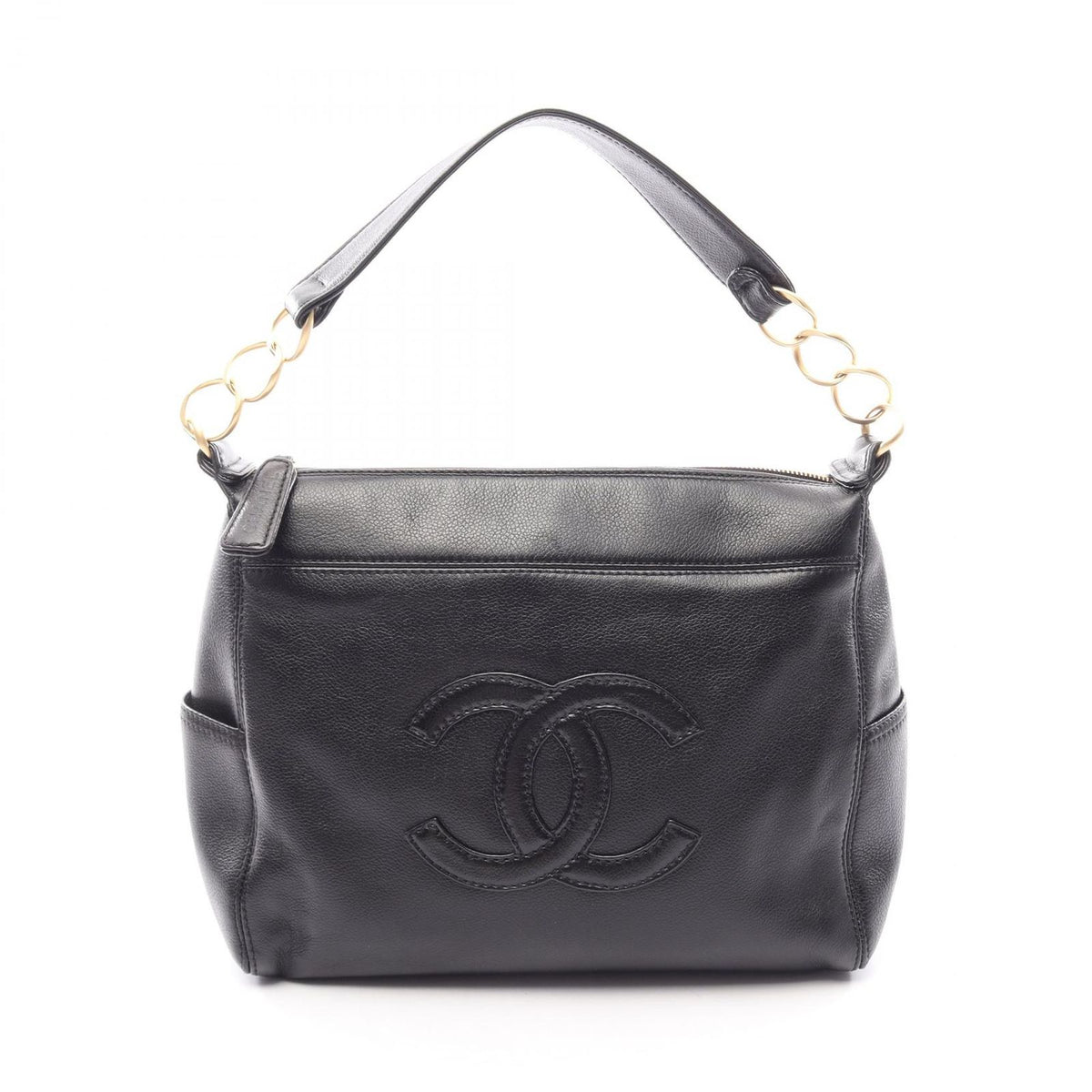 Chanel Handbag CC Logo Black Caviar Leather