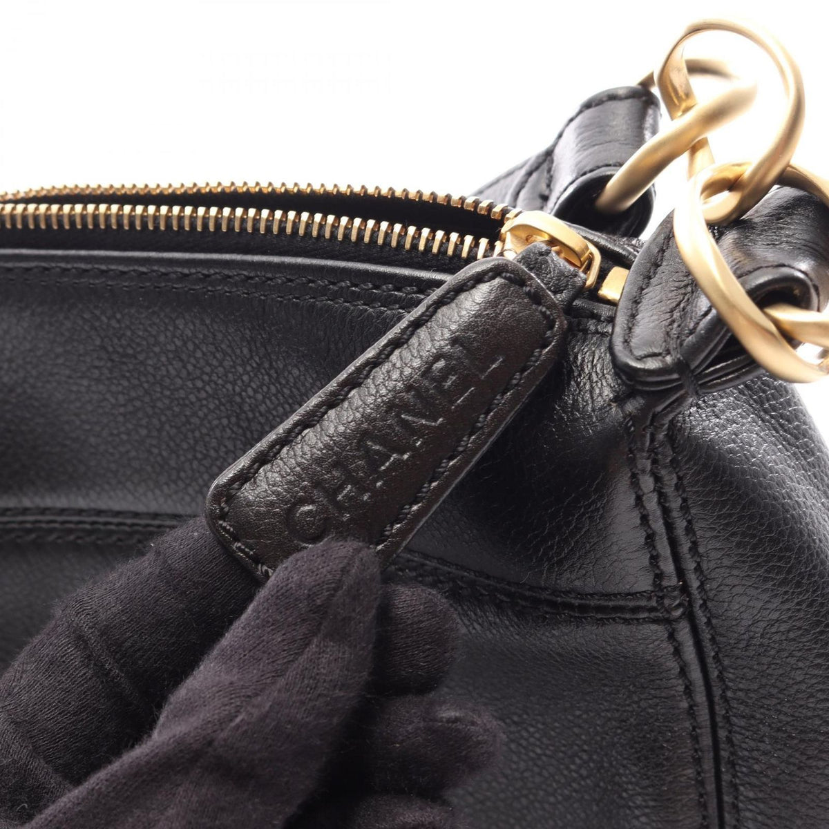 Chanel Handbag CC Logo Black Caviar Leather — view 7