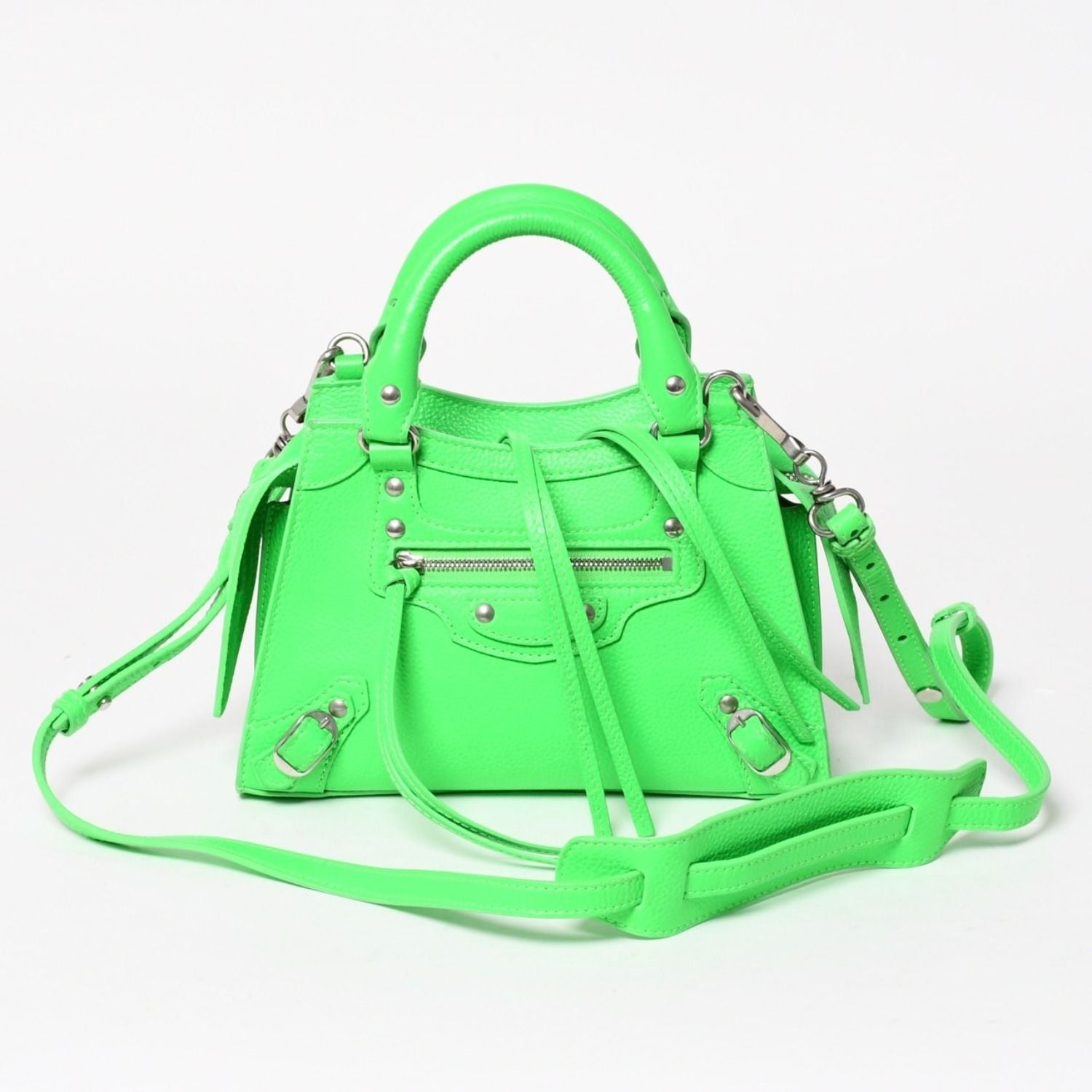 Balenciaga Mini Neo Classic City Shoulder Bag Green Silver