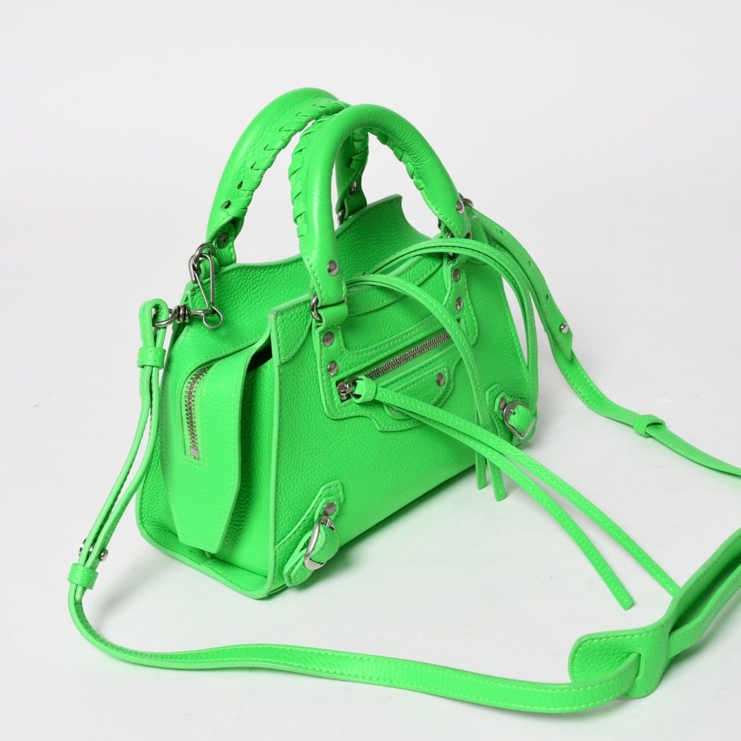 Balenciaga Mini Neo Classic City Shoulder Bag Green Silver — view 3