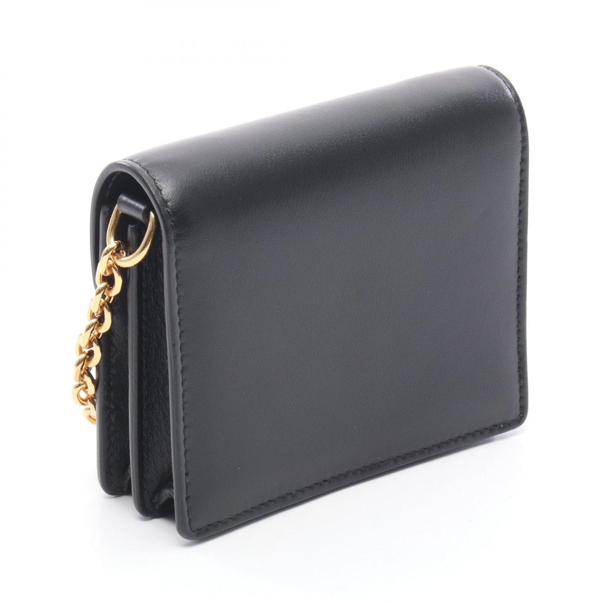 Celine Shoulder Bag Maillon Mini Triomphe Black Leather Chain Wallet — view 2