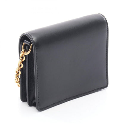 Celine Shoulder Bag Maillon Mini Triomphe Black Leather Chain Wallet — view 2