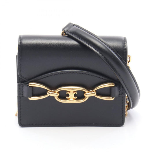 Celine Shoulder Bag Maillon Mini Triomphe Black Leather Chain Wallet