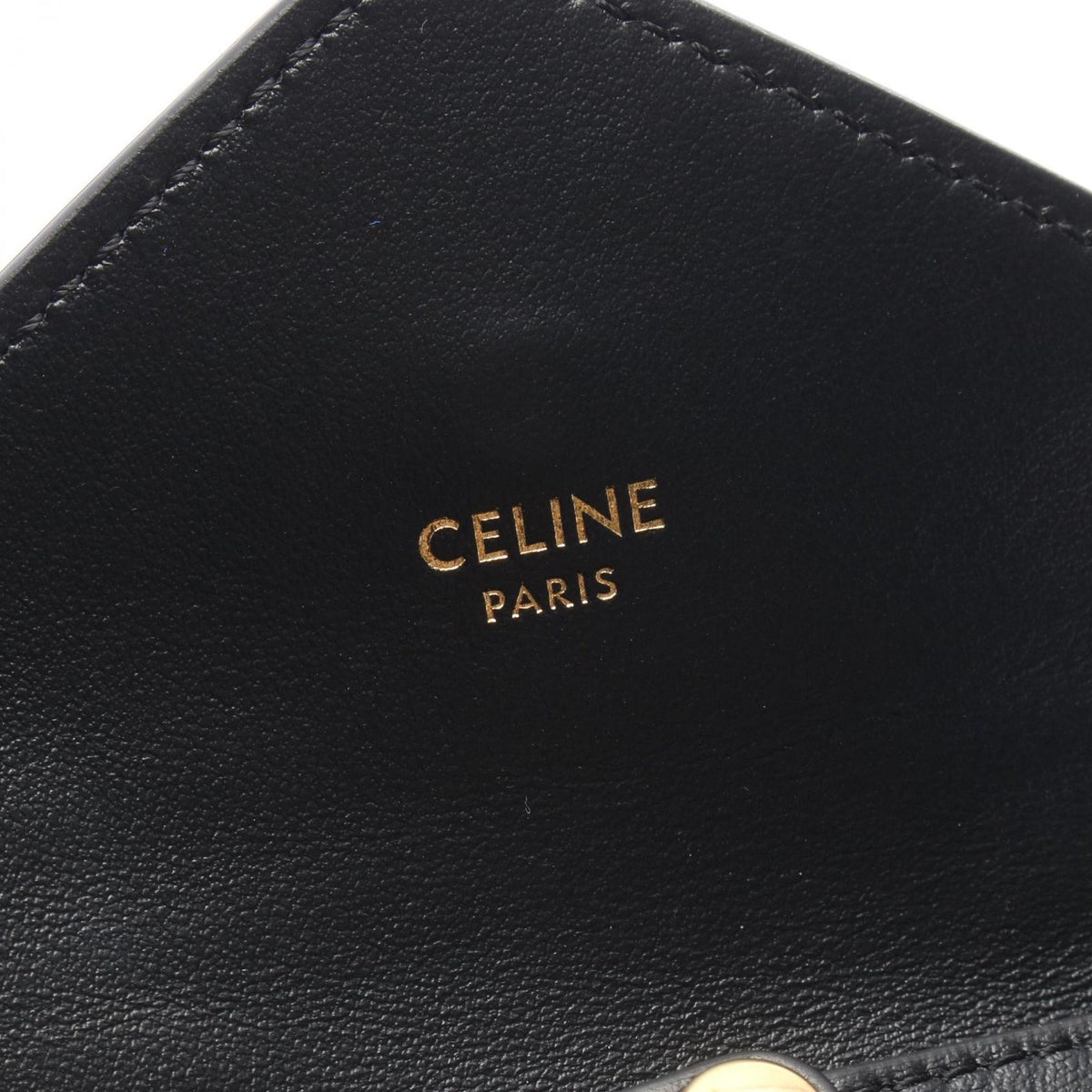 Celine Shoulder Bag Maillon Mini Triomphe Black Leather Chain Wallet — view 4