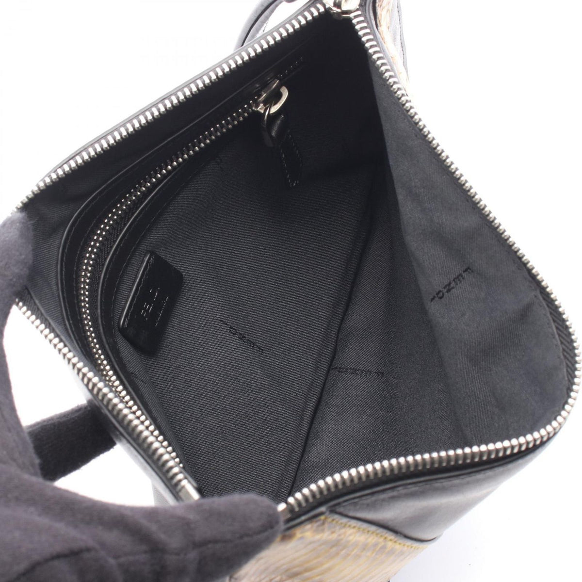 Fendi Clutch Bugs Eye Monster Brown Lambskin Exotic Leather — view 3