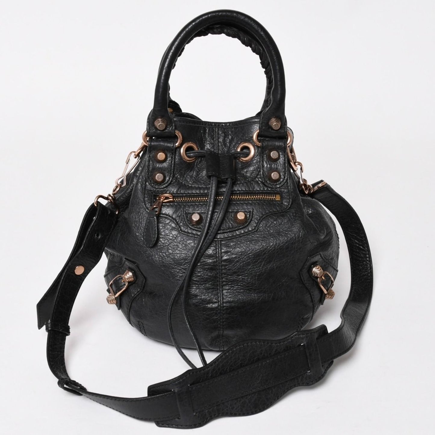 Balenciaga Giant Mini Pom Shoulder Bag 2-Way Lambskin Pink Gold