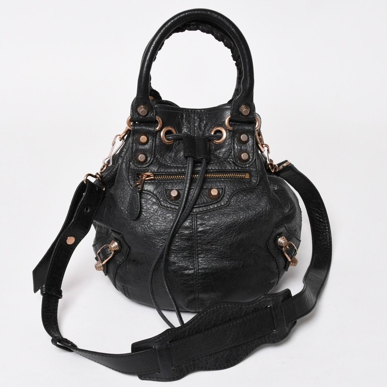 Balenciaga Giant Mini Pom Shoulder Bag 2-Way Lambskin Pink Gold