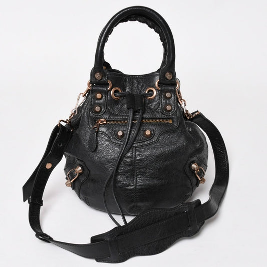 Balenciaga Giant Mini Pom Shoulder Bag 2-Way Lambskin Pink Gold