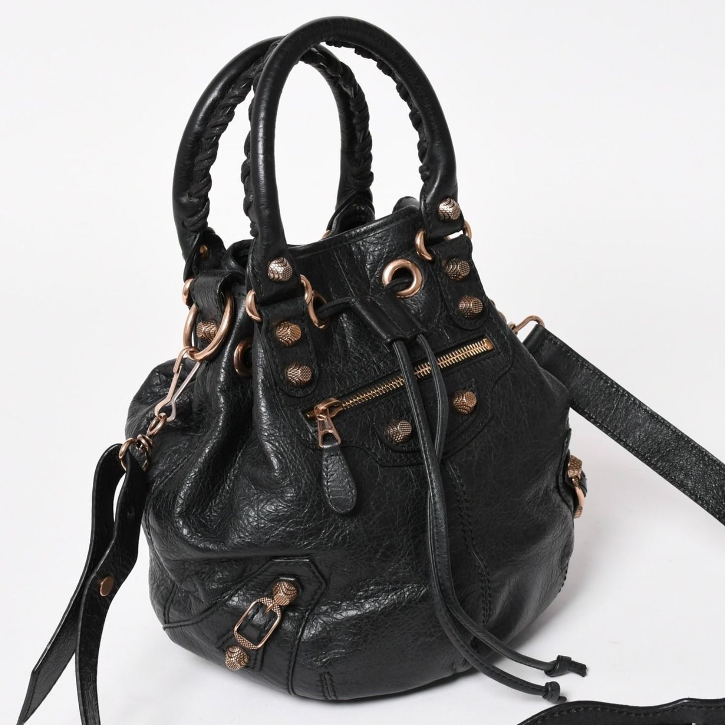 Balenciaga Giant Mini Pom Shoulder Bag 2-Way Lambskin Pink Gold — view 3