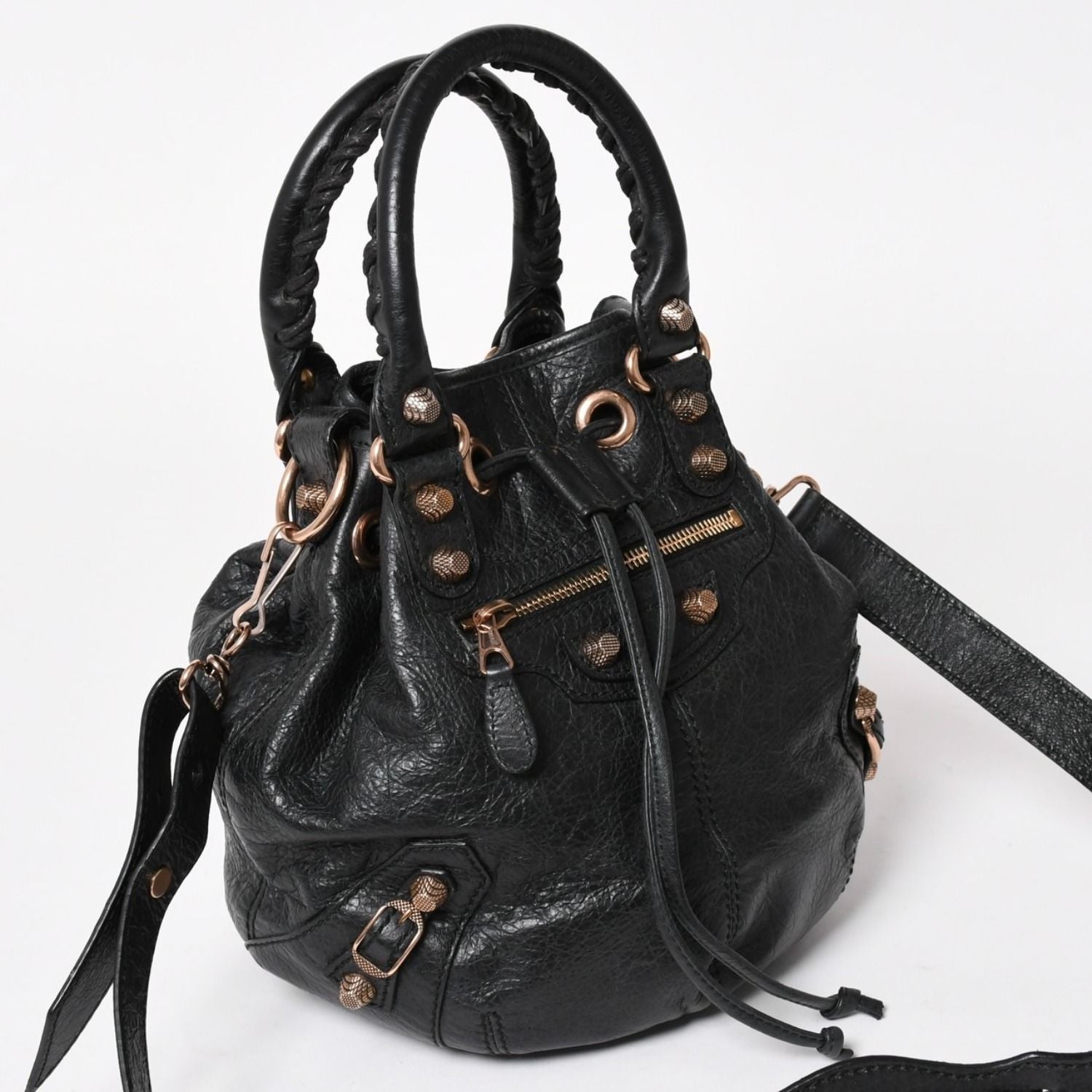 Balenciaga Giant Mini Pom Shoulder Bag 2-Way Lambskin Pink Gold — view 3