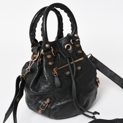 Balenciaga Giant Mini Pom Shoulder Bag 2-Way Lambskin Pink Gold — view 3
