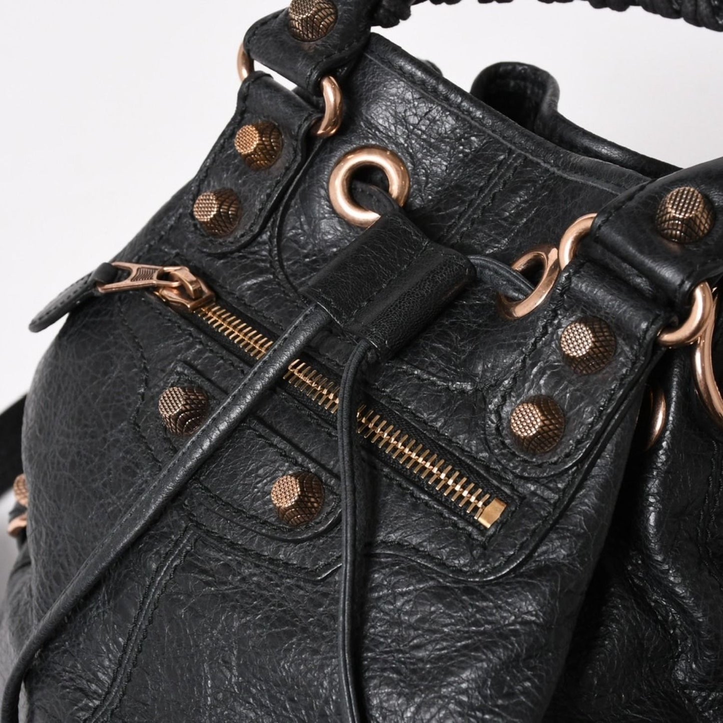 Balenciaga Giant Mini Pom Shoulder Bag 2-Way Lambskin Pink Gold — view 7