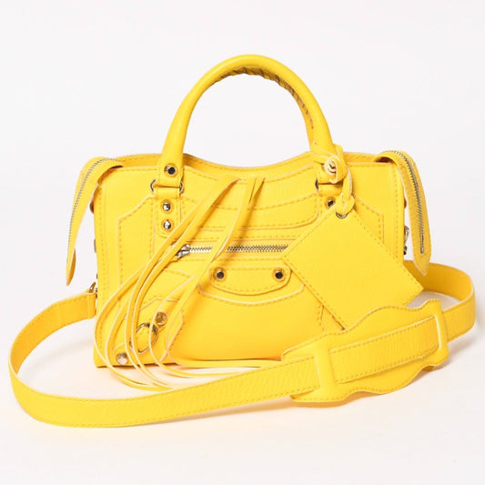 Balenciaga Classic Mini City 2-Way Bag Leather Yellow