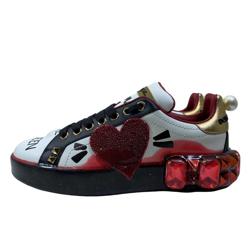 Dolce & Gabbana Portofino Sneakers Low-Cut Leather White Red All Year Round — view 3