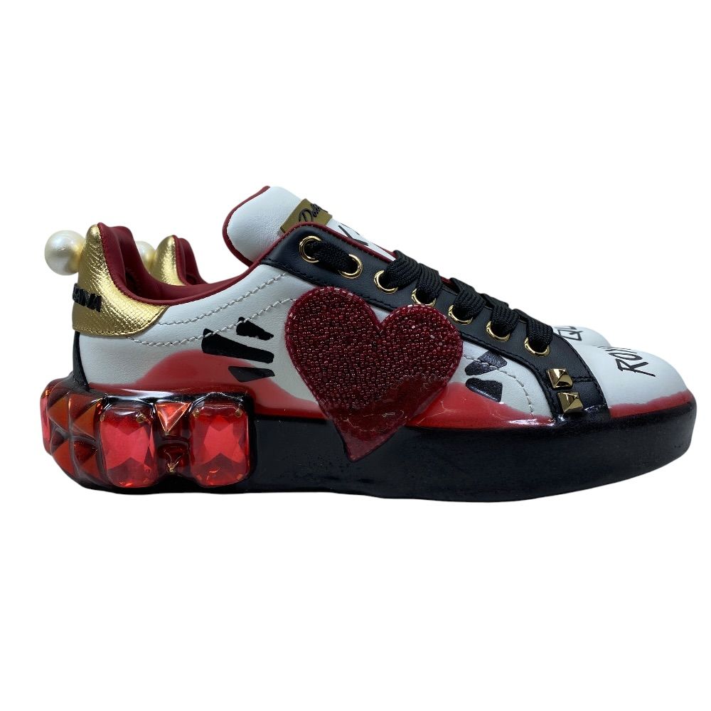 Dolce & Gabbana Portofino Sneakers Low-Cut Leather White Red All Year Round — view 5