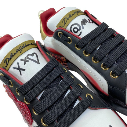 Dolce & Gabbana Portofino Sneakers Low-Cut Leather White Red All Year Round — view 6