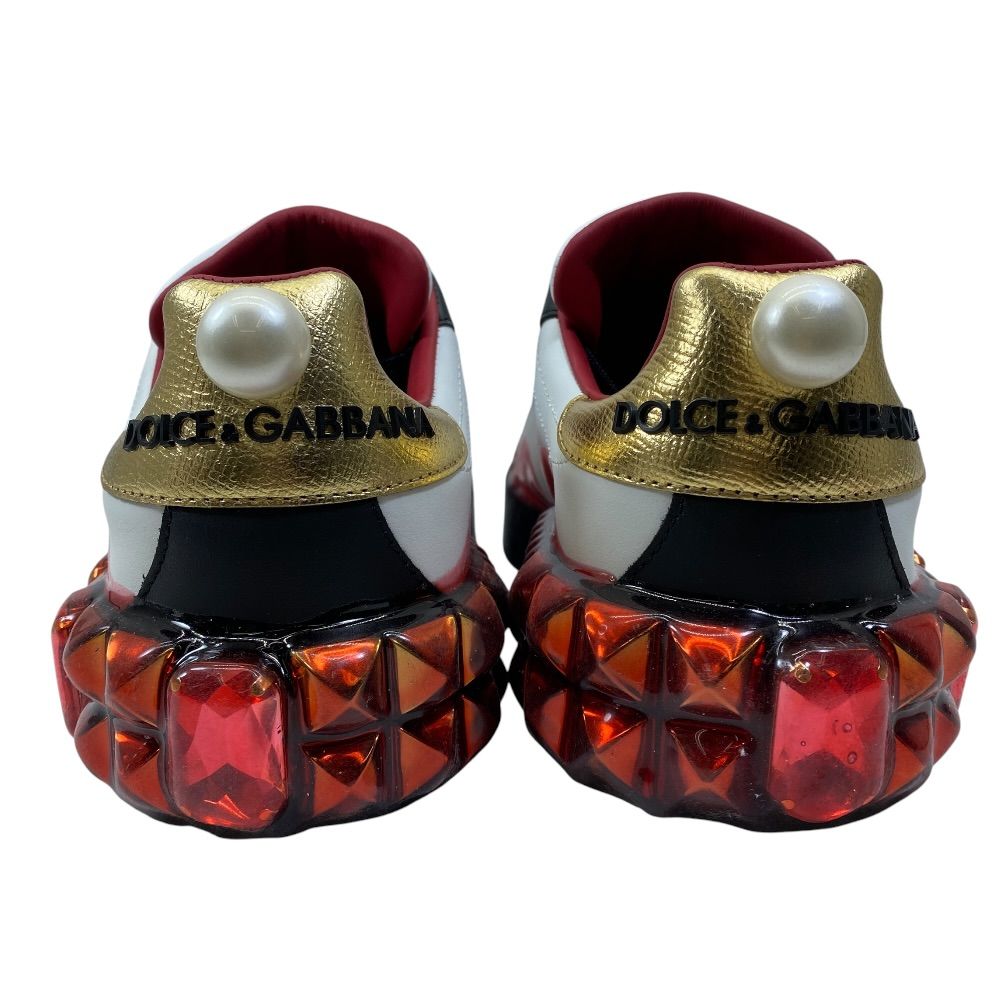 Dolce & Gabbana Portofino Sneakers Low-Cut Leather White Red All Year Round — view 4