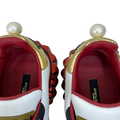 Dolce & Gabbana Portofino Sneakers Low-Cut Leather White Red All Year Round — view 7