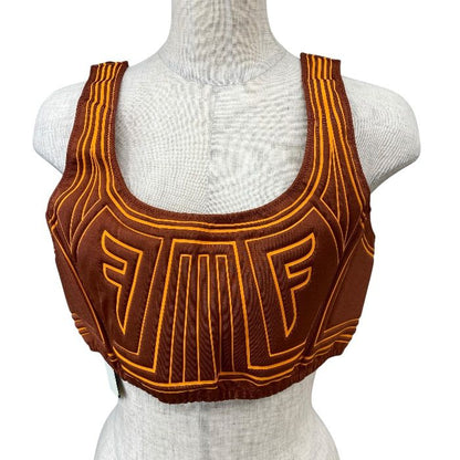 Fendi Bra Top Sports Top Training Wear FF Logo Nylon Polyurethane Orange Sporty