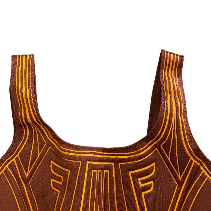 Fendi Bra Top Sports Top Training Wear FF Logo Nylon Polyurethane Orange Sporty — view 4