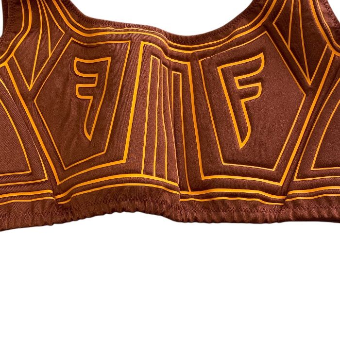 Fendi Bra Top Sports Top Training Wear FF Logo Nylon Polyurethane Orange Sporty — view 5