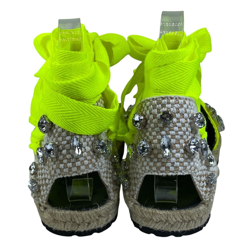 Loewe Paula S Ibiza Ribbon Espadrilles Sandals Bijou Neon Yellow Gorgeous Resort — view 4