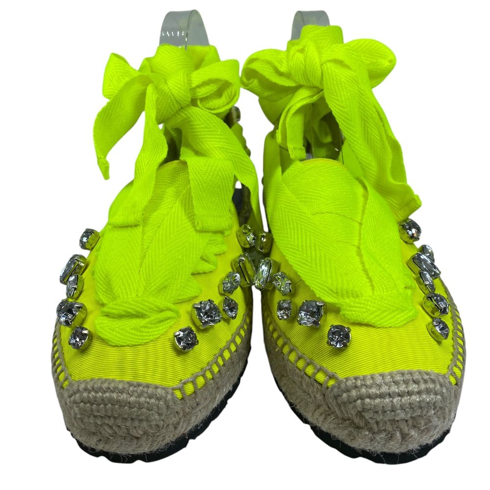 Loewe Paula S Ibiza Ribbon Espadrilles Sandals Bijou Neon Yellow Gorgeous Resort — view 2